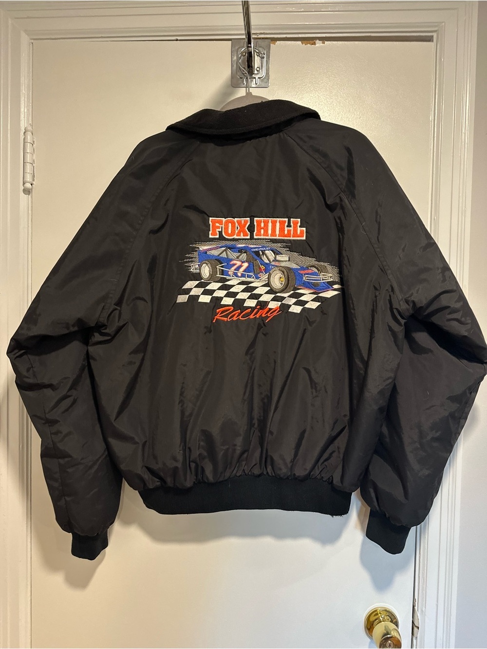 VTG 90s Tri-Mountain Sz: L Nascar style Fox Hill Racing Embroidered jacket